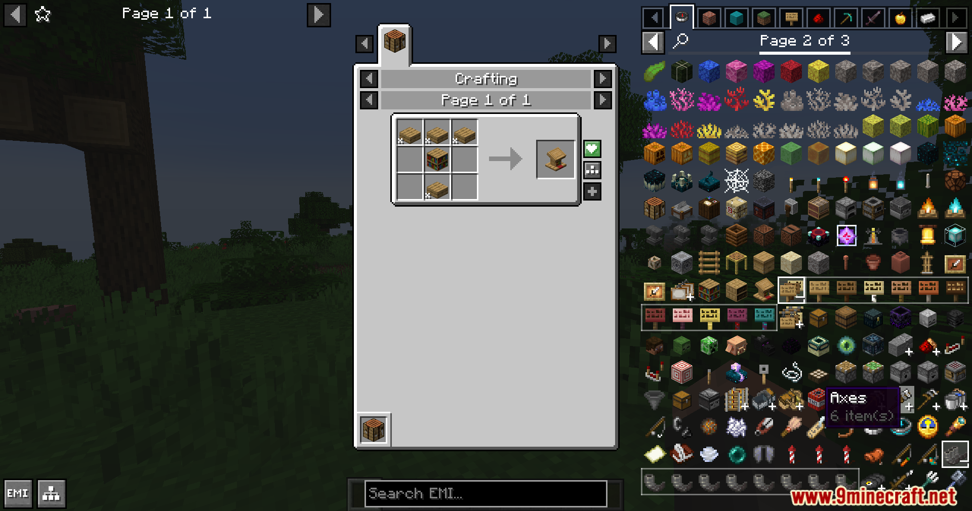 EMI Plus Plus Forked Mod Screenshot 7 Crafting recipe for a lectern shown in the EMI Plus Plus Forked interface
