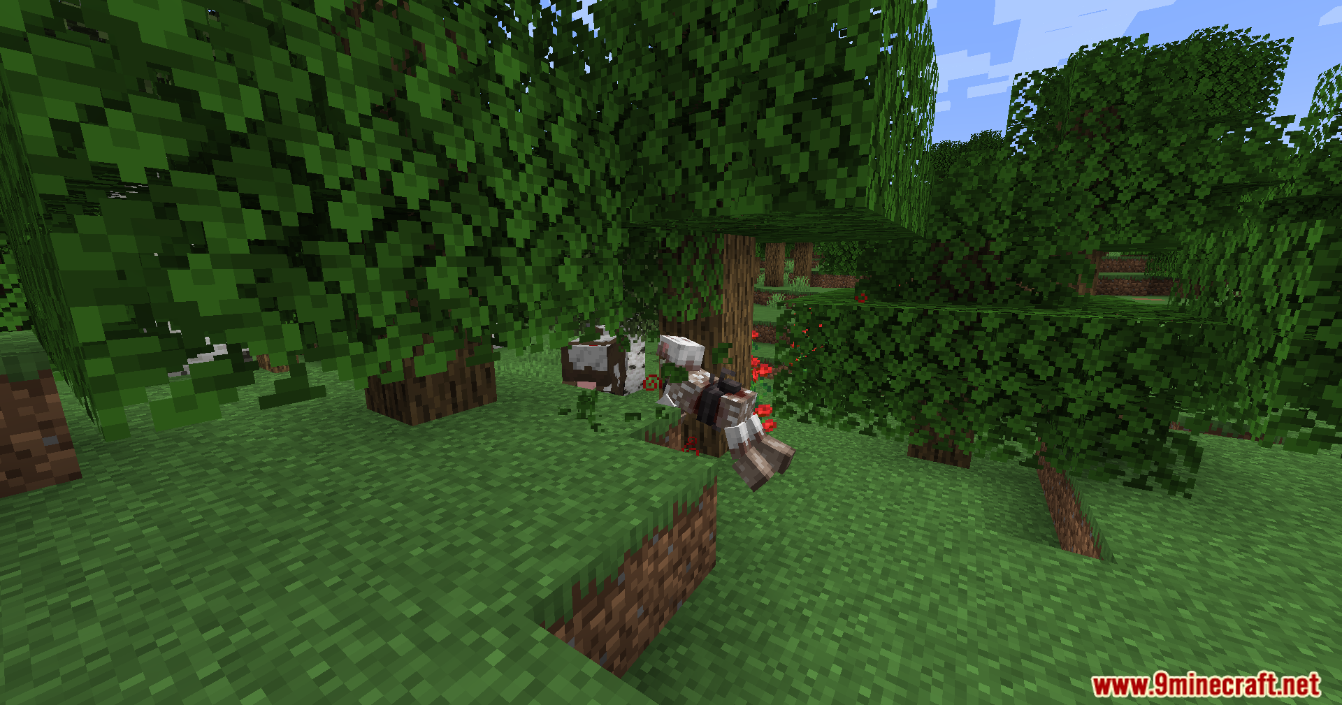 End-Parasitize and Convert All Mod Screenshot 13 An infected cow mob floating near a tree in a forest