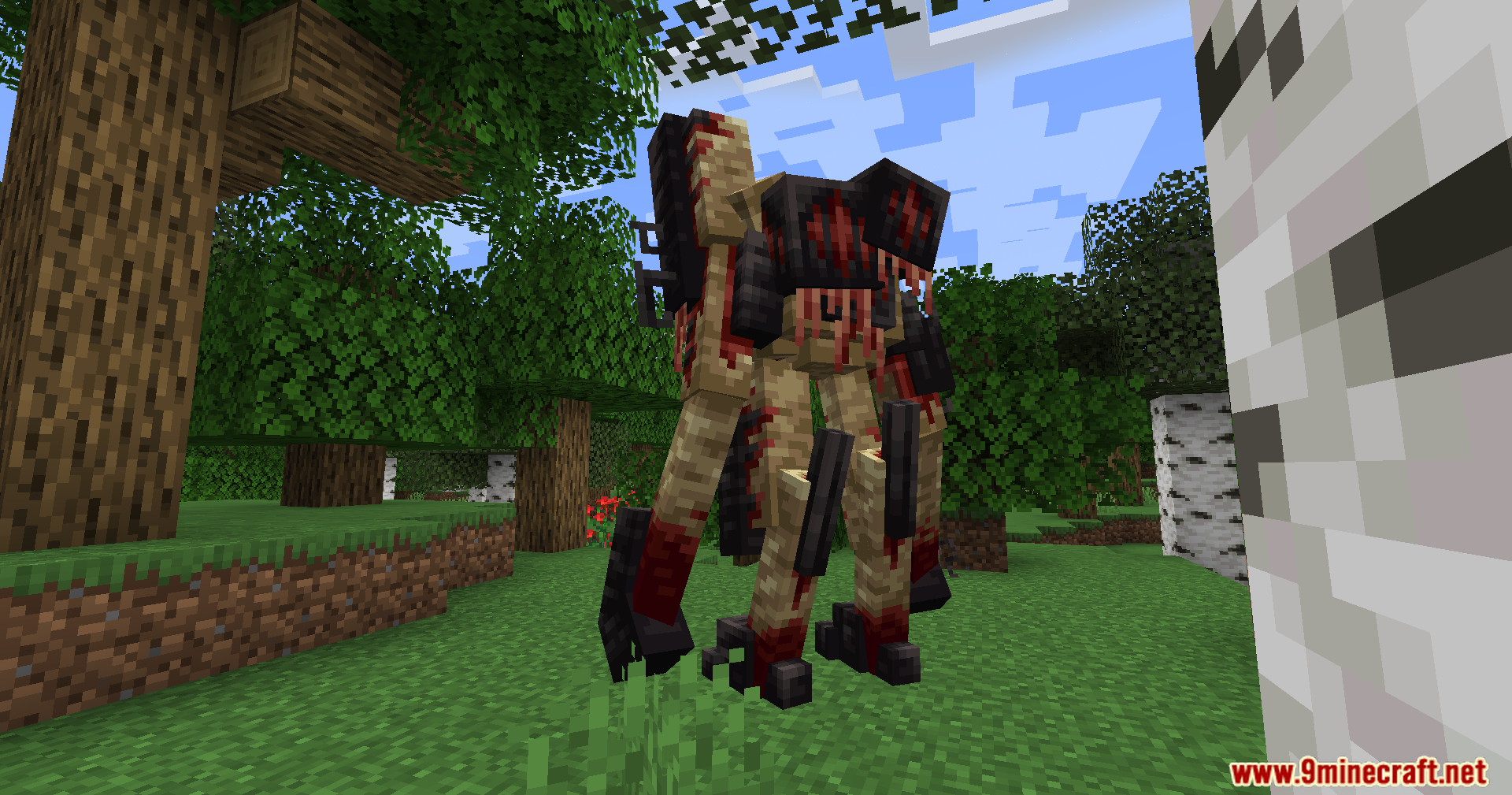 End-Parasitize and Convert All Mod Screenshot 15 A large grotesque parasite creature standing in a lush green forest