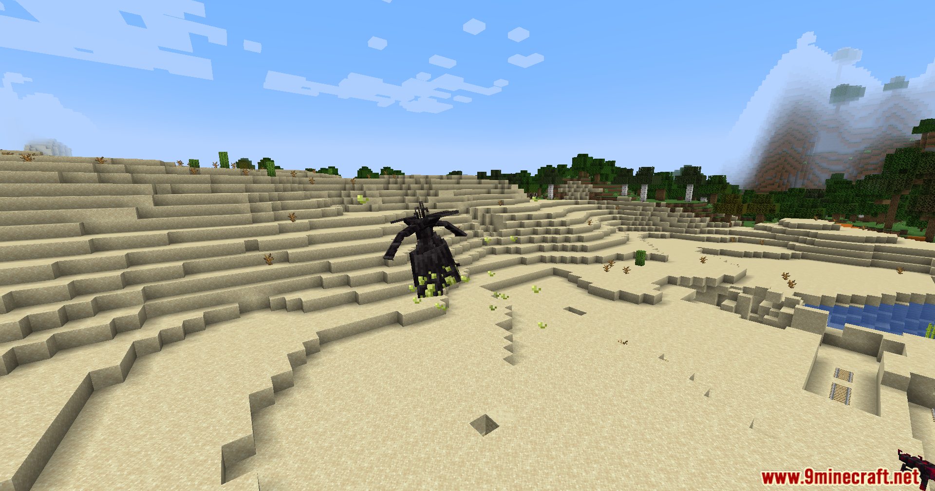 End-Parasitize and Convert All Mod Screenshot 3 A dark parasite creature from the End Parasitize mod on a sandy slope