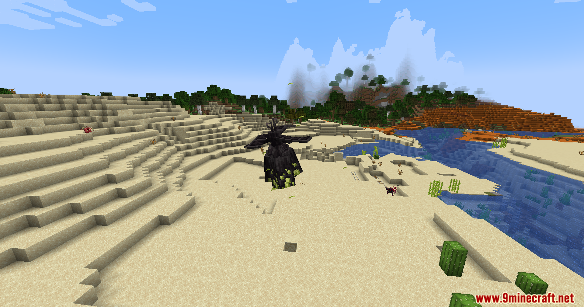End-Parasitize and Convert All Mod Screenshot 4 The dark infected mob hovers near water in a desert landscape