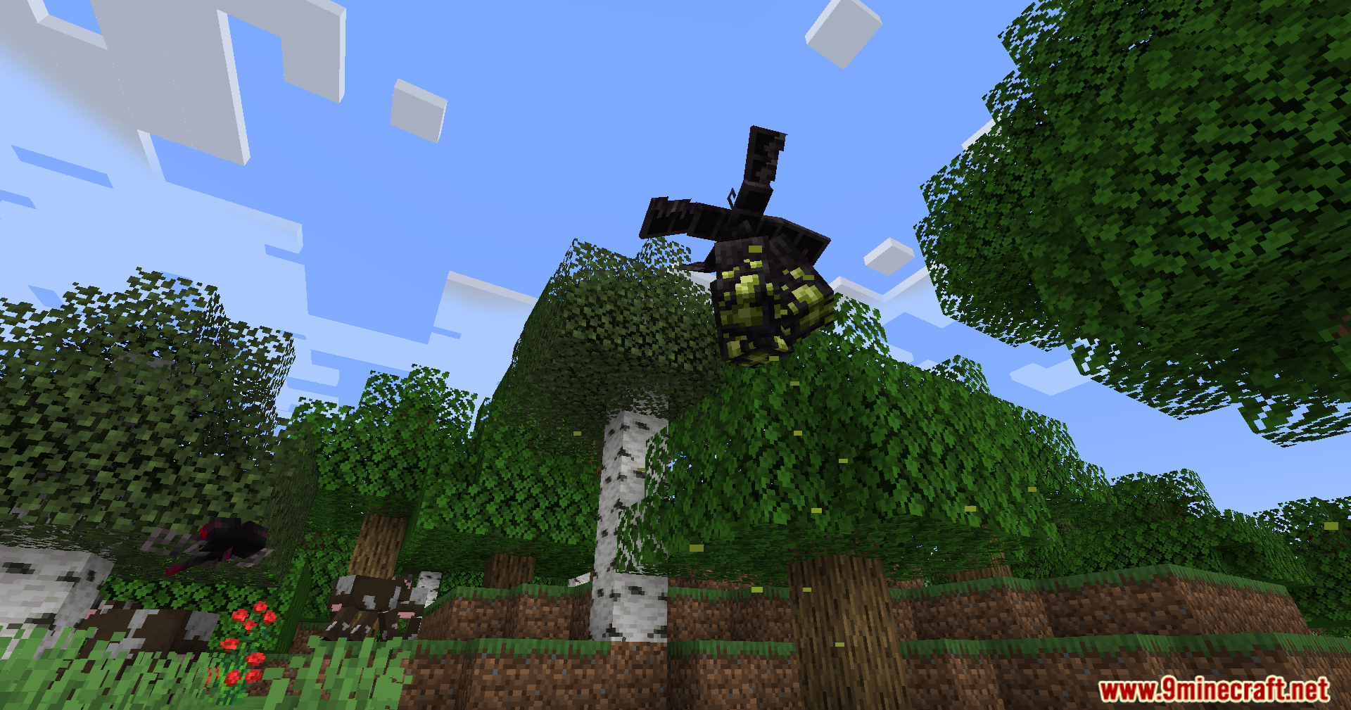 End-Parasitize and Convert All Mod Screenshot 8 A dark flying parasite creature hovers in the air above the trees