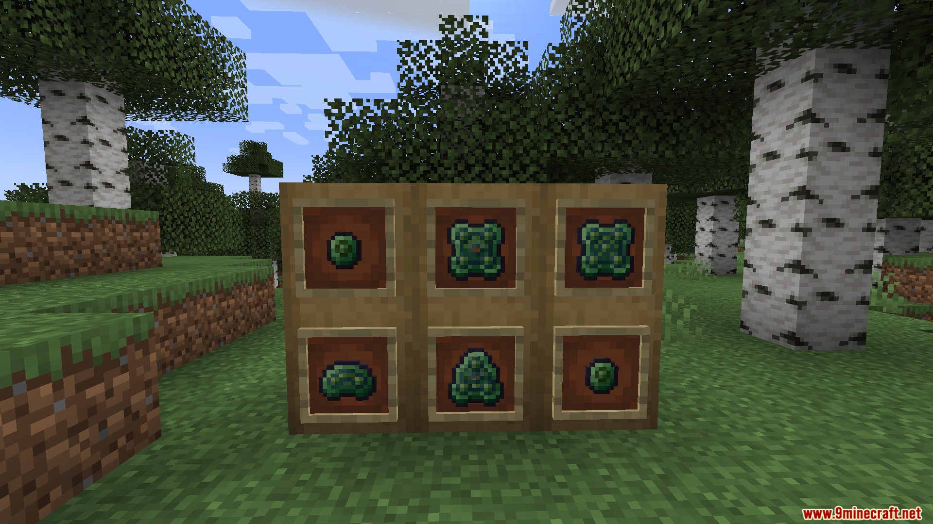 Ender Drives Mod Screenshot 8 Various green electronic components and circuit boards shown inside item frames