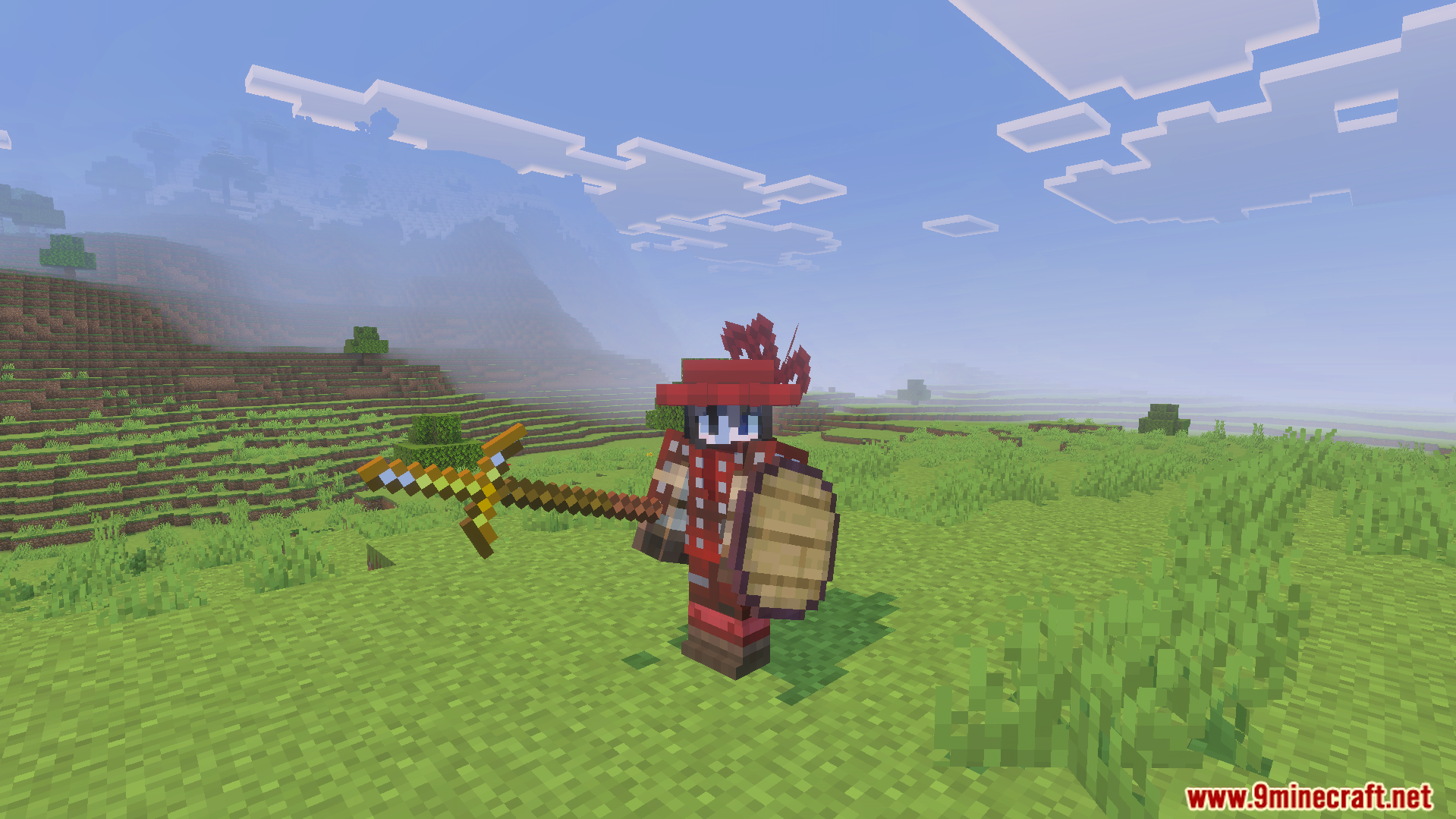 Epic Knights Plus Addon Screenshot 3 Player wearing red medieval armor from Epic Knights Plus Addon in field