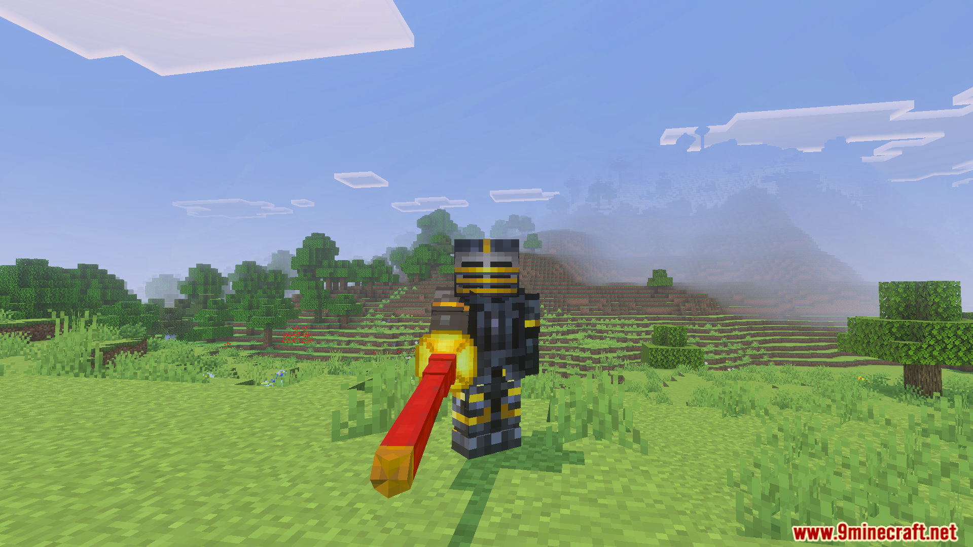 Epic Knights Plus Addon Screenshot 5 Player in dark gilded armor from Epic Knights Plus Addon holding a lance