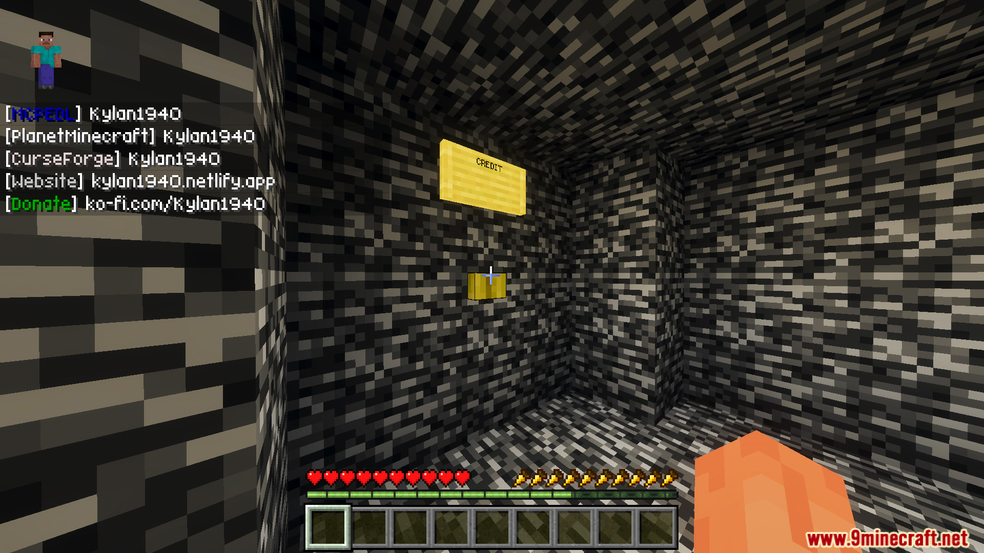 A bedrock room showing credits for the prison escape map series finale