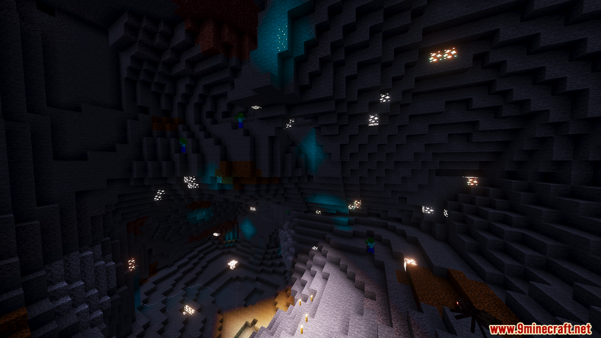Ethereal Mystic Shader Screenshot 4 Deep caves feature a soft moonlit style with blue and violet colors