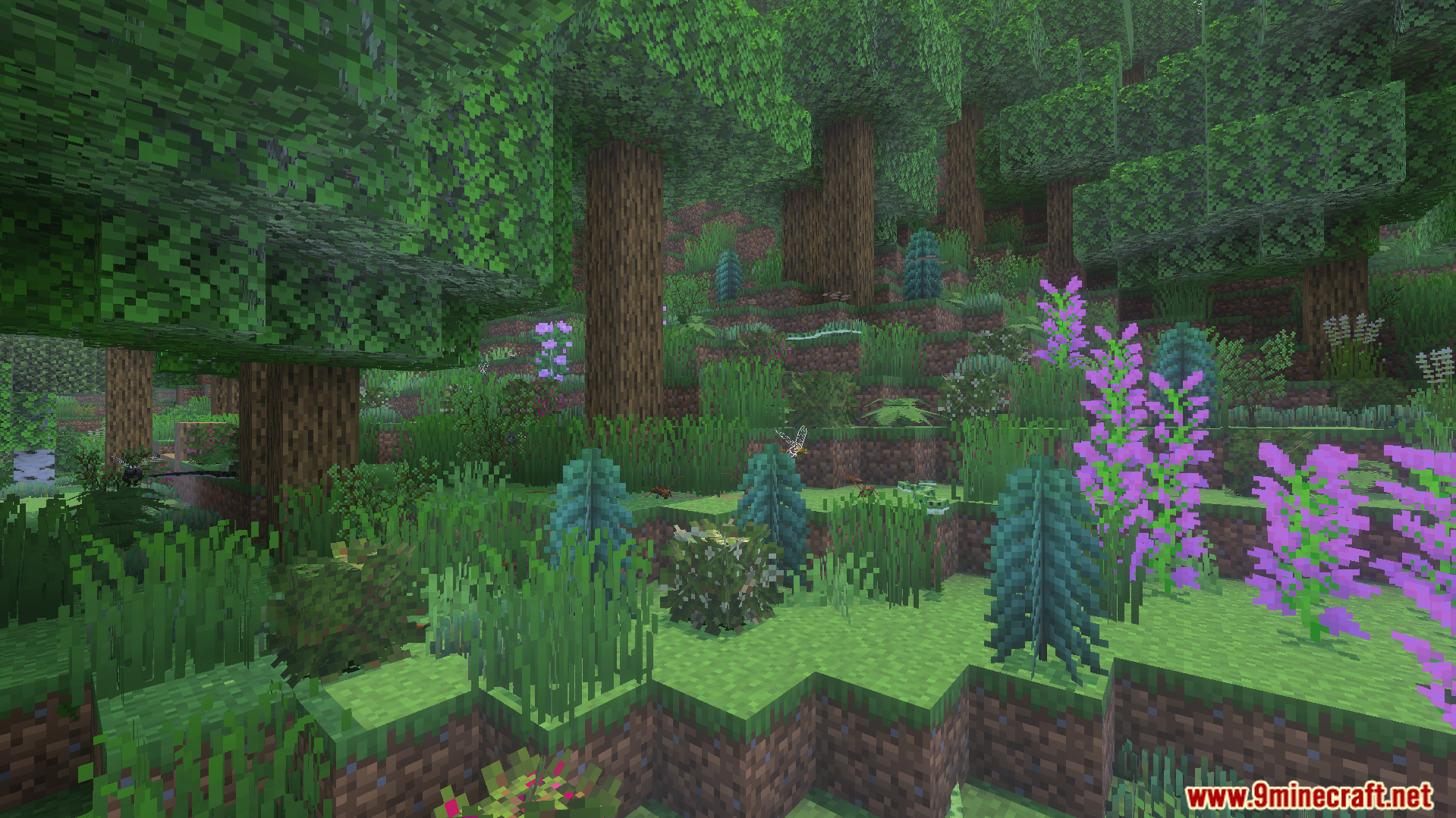 Expansion Of Nature Addon adds colorful flowers and insects to forest biomes