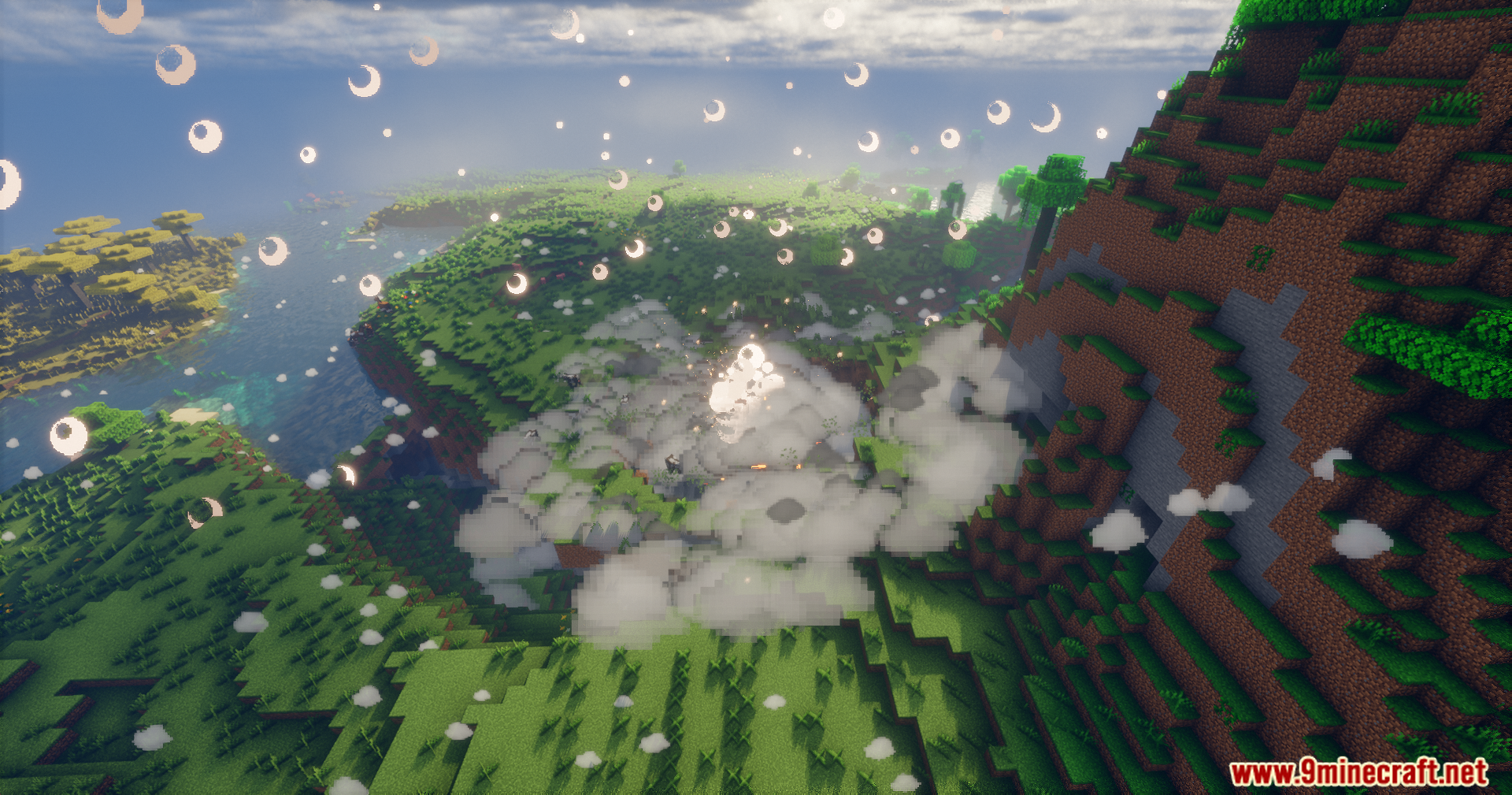 Explosion Overhaul a New Level of Destruction Mod Screenshot 17 Massive explosion with white smoke and flying debris over a green landscape