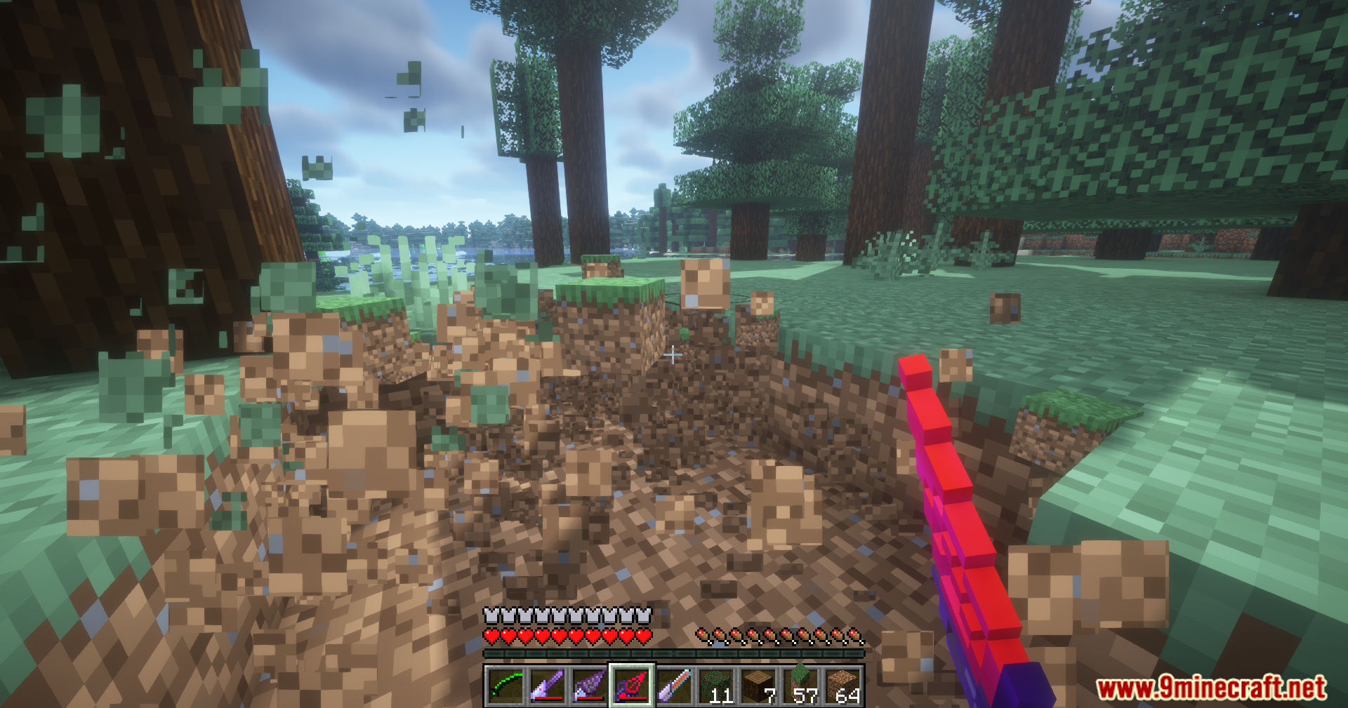 Extended Industrialization Mod Screenshot 17 Minecraft player using an electric drill from Extended Industrialization to mine dirt