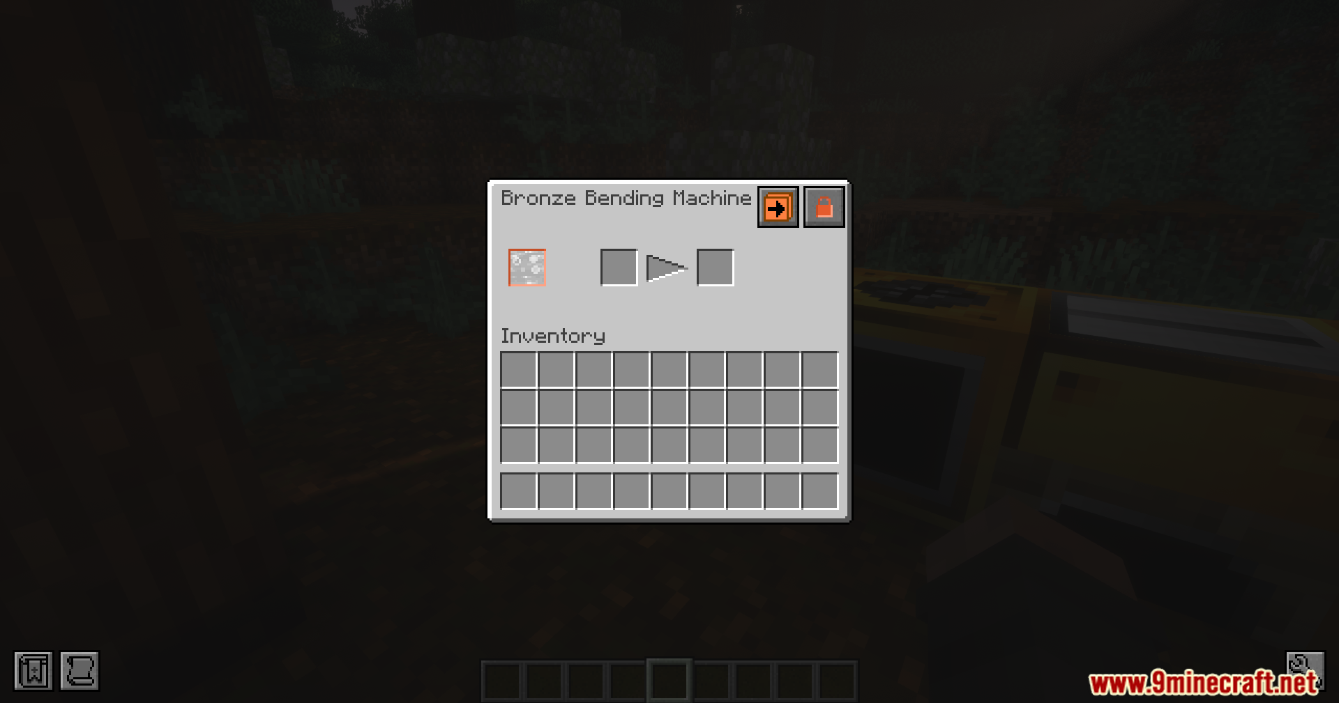 Extended Industrialization Mod Screenshot 4 The user interface for a Bronze Bending Machine showing item slots and inventory
