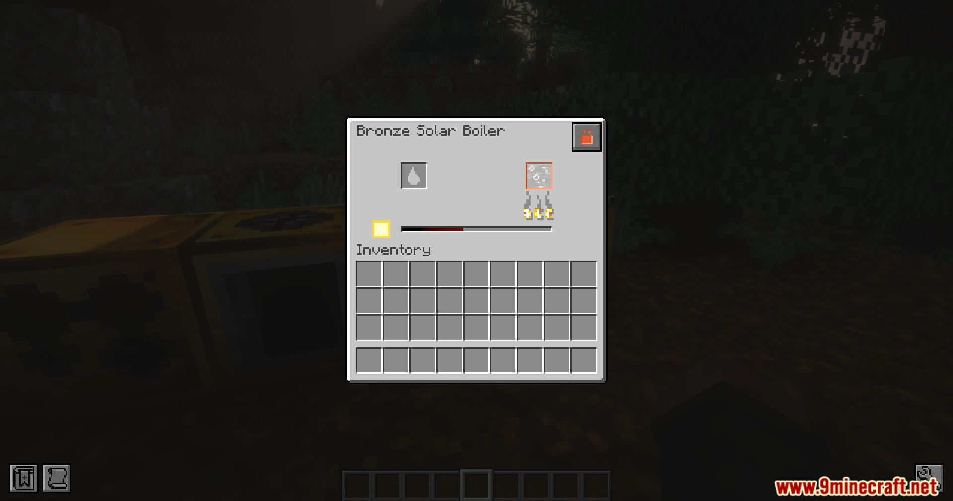 Extended Industrialization Mod Screenshot 5 Bronze Solar Boiler interface showing water and steam icons with progress bar