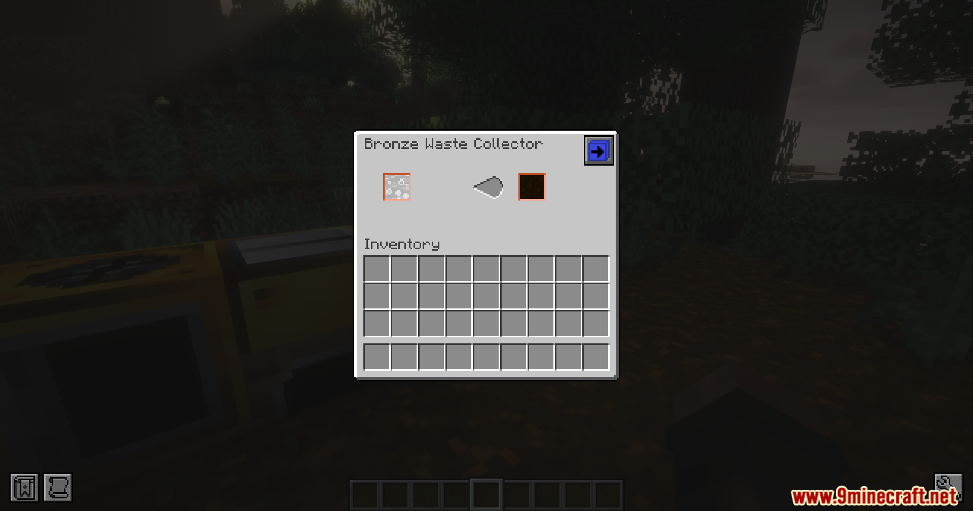 Extended Industrialization Mod Screenshot 6 Bronze Waste Collector GUI from the Extended Industrialization mod showing item slots