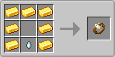 Extra Spell Attributes Mod Screenshot 13 Crafting recipe for a gold ring using gold ingots and a ghast tear