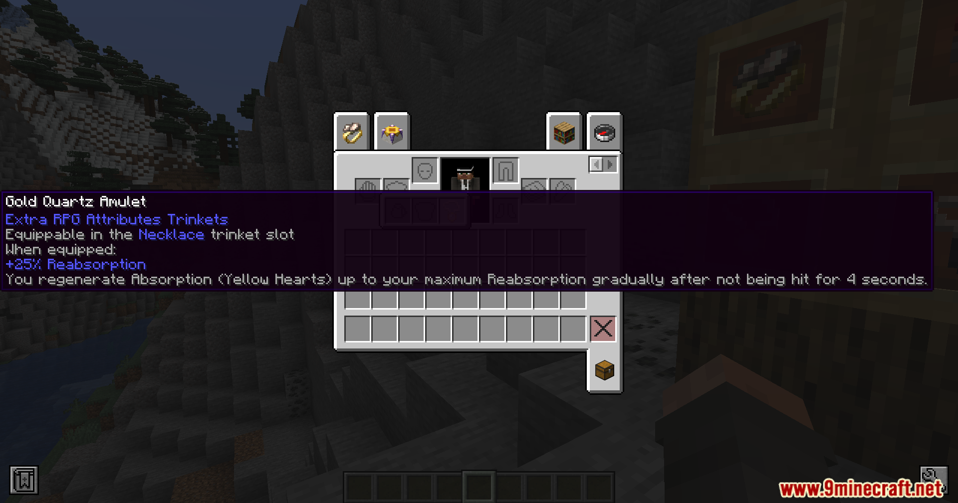 Extra Spell Attributes Mod Screenshot 5 Player viewing the Gold Quartz Amulet from Extra Spell Attributes mod