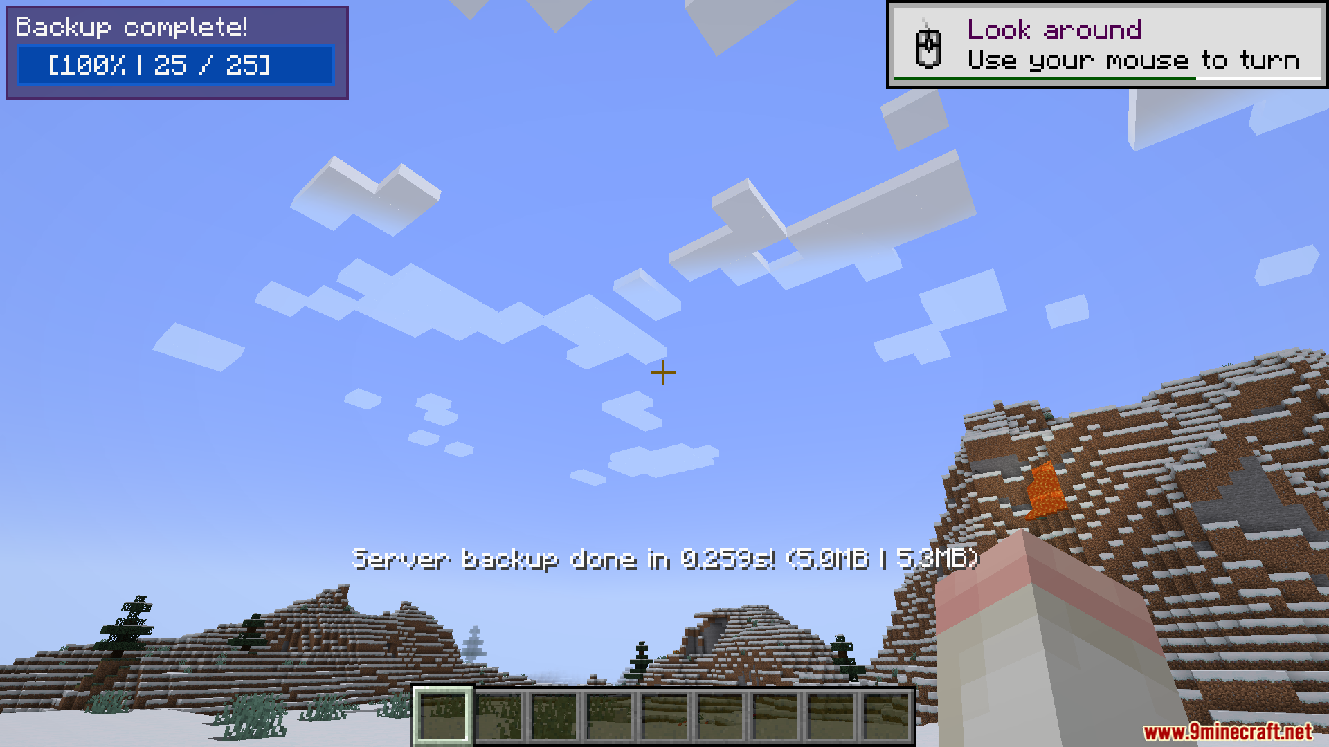 FTB Backups 3 Mod Screenshot 4 A notification and progress bar show that the backup is complete