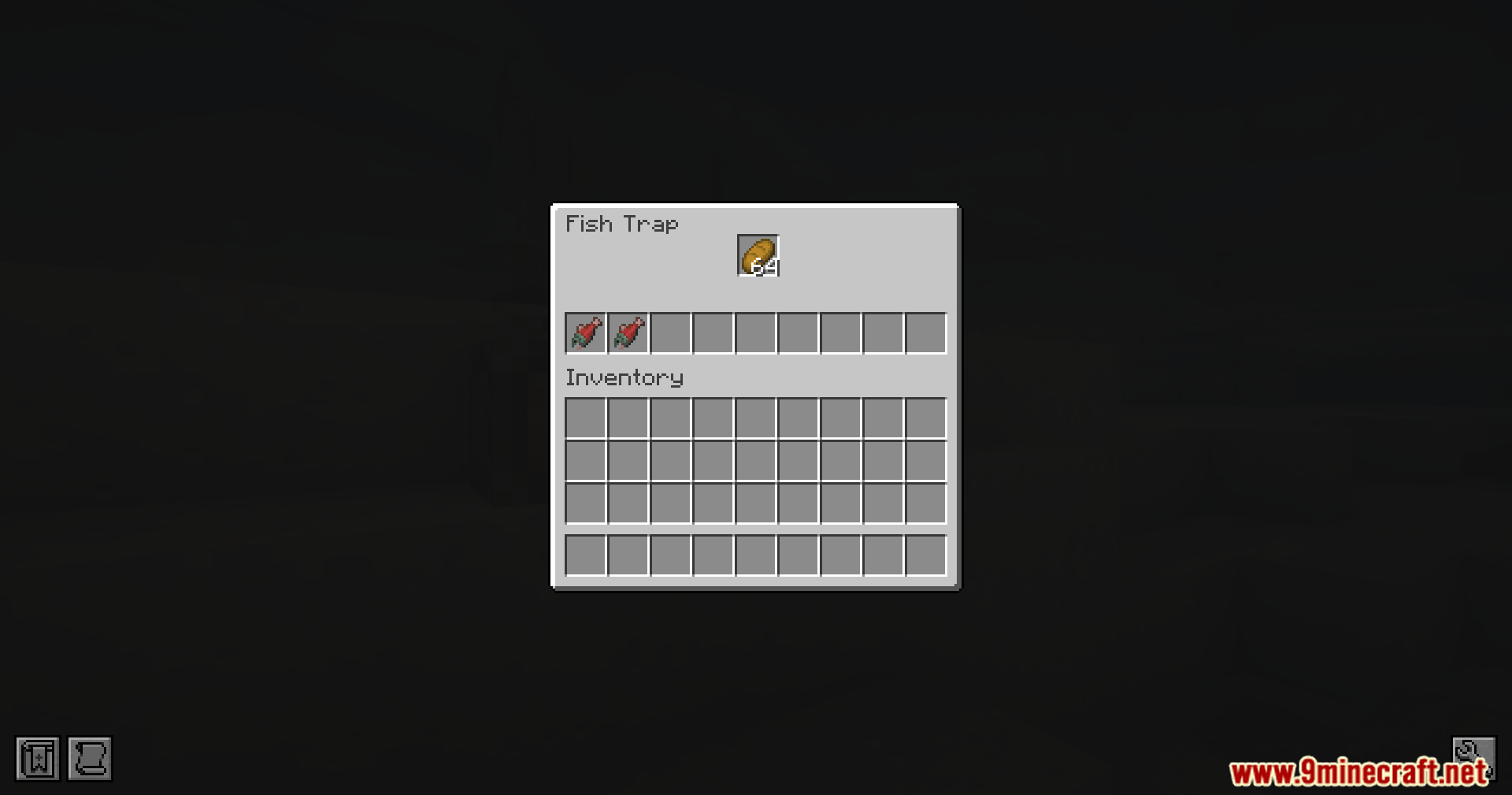Fishermen's Trap Mod Screenshot 10 A fish trap inventory containing bread bait and two caught salmon