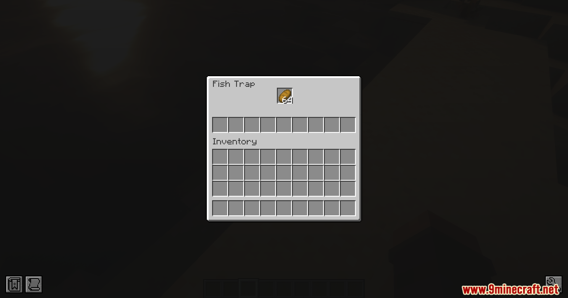Fishermen's Trap Mod Screenshot 3 Interface of the Fish Trap block containing bread as bait for fishing