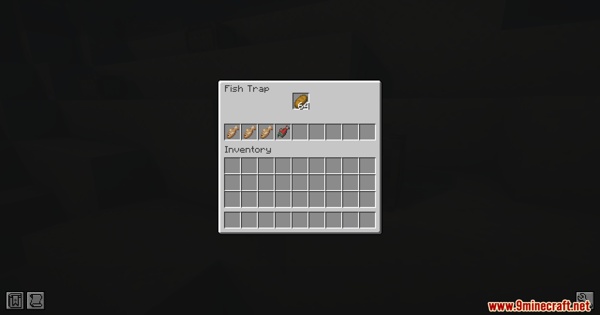 Fishermen's Trap Mod Screenshot 8 The fish trap menu shows bread bait and several caught fish