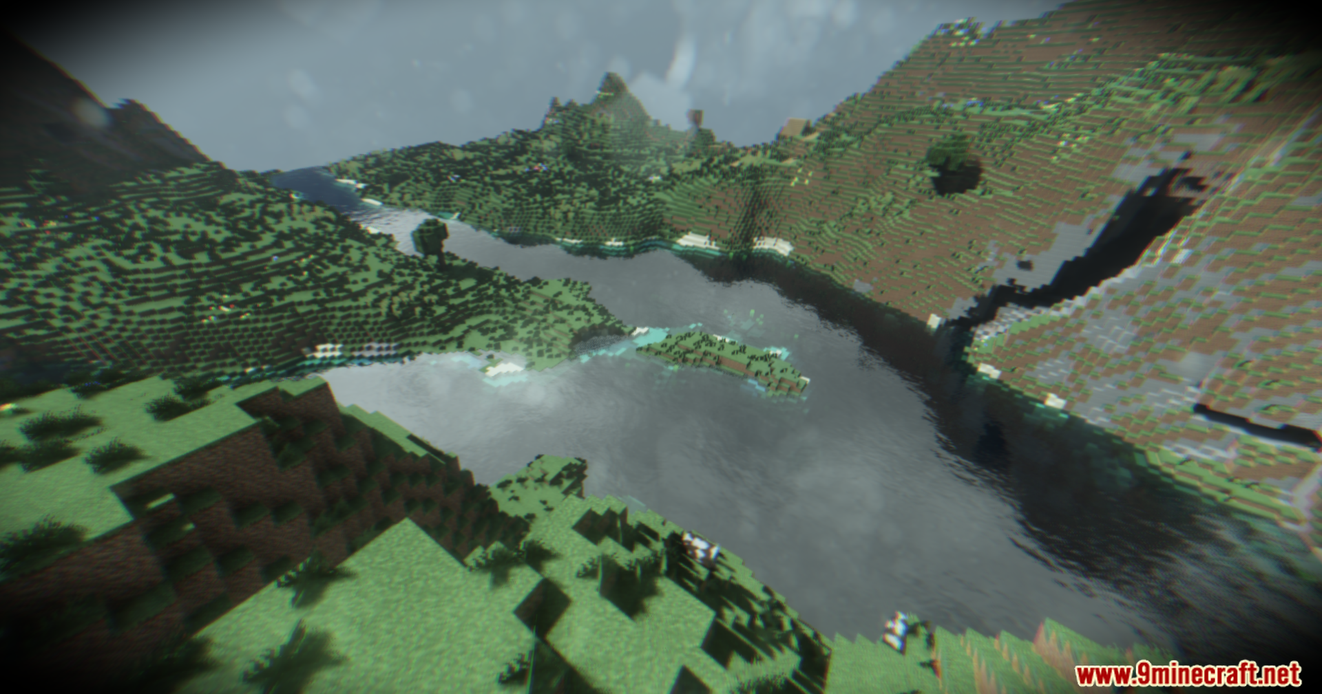 Footage Shaders Screenshot 9 River valley landscape in Minecraft using a realistic body camera shader