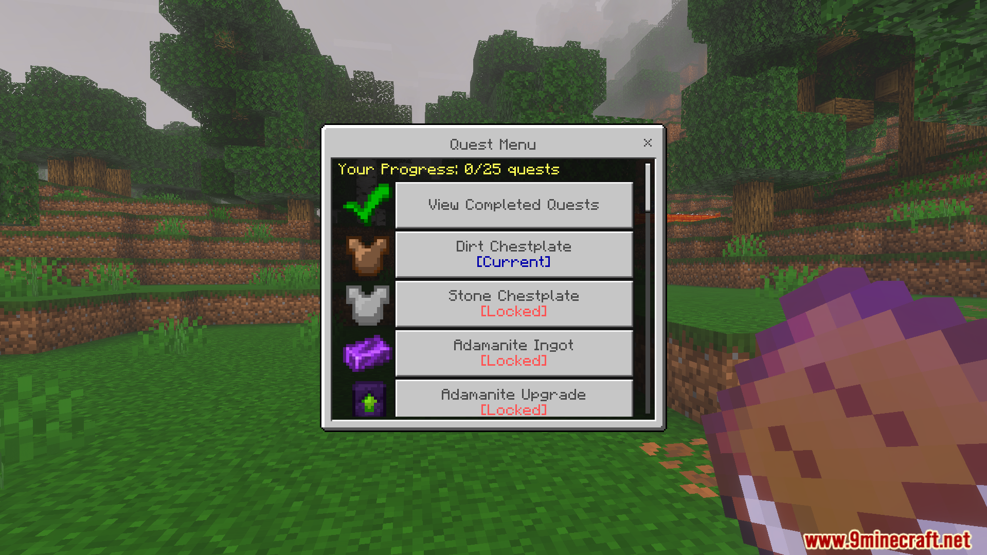 From the Darkness Modpack Addon Screenshot 4 The quest menu for From The Darkness Modpack Addon showing armor and material upgrades