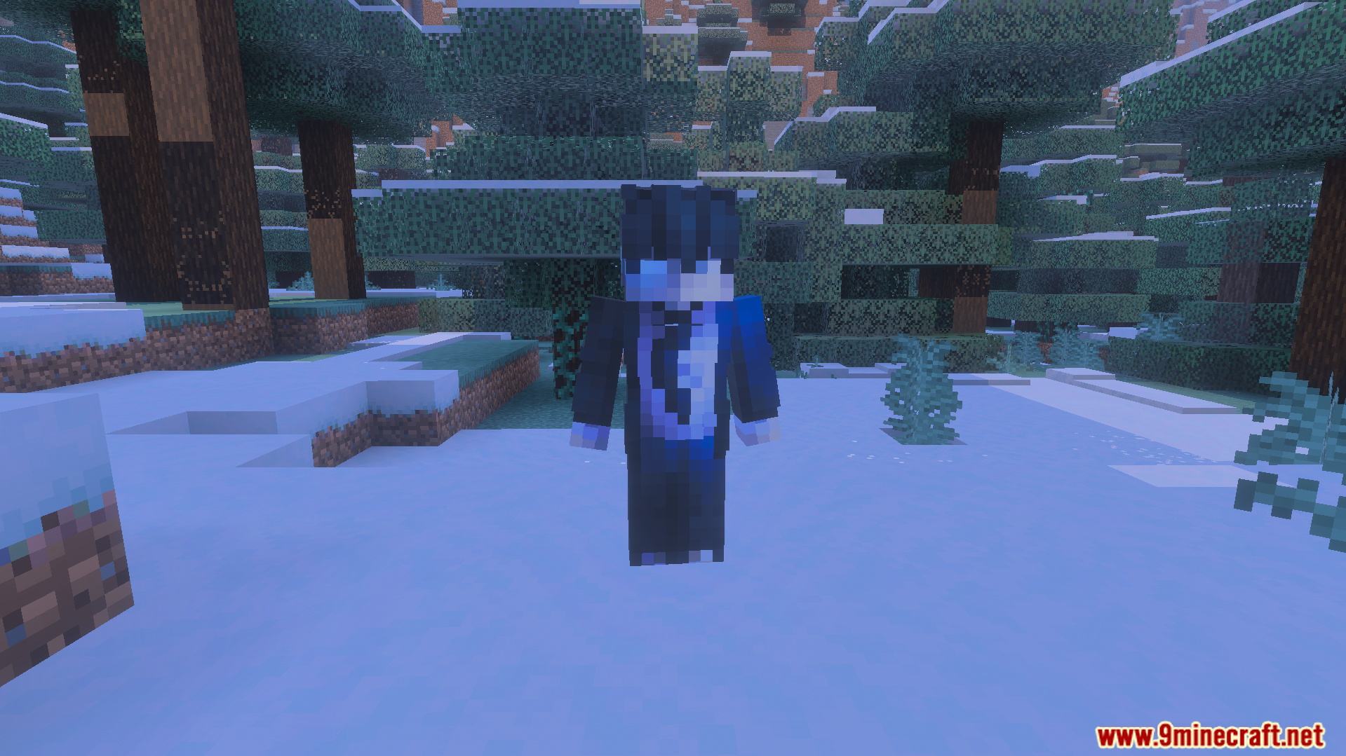 Minecraft player wearing a custom skin from the GameHunters Solo Leveling Addon