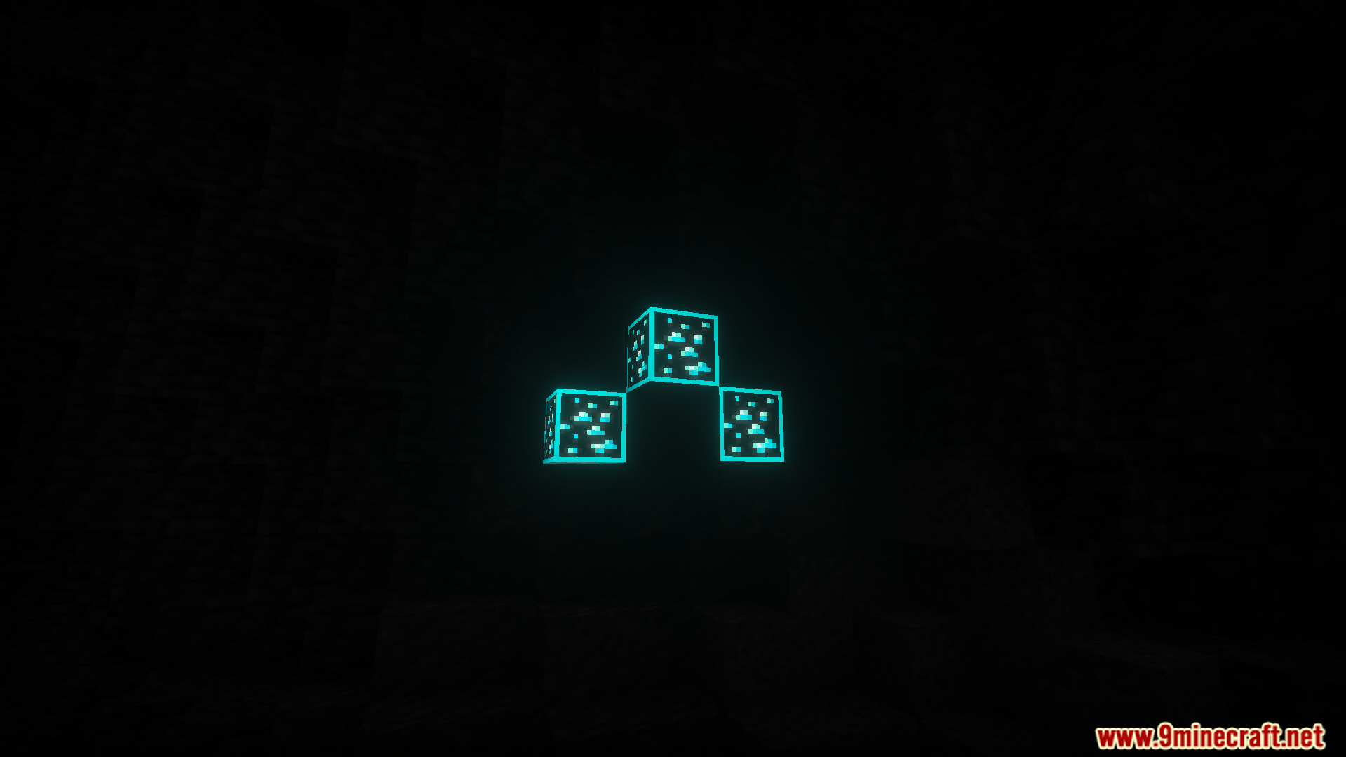 Glowing Ores Animated Texture Pack adds bright glowing outlines to diamond ore blocks
