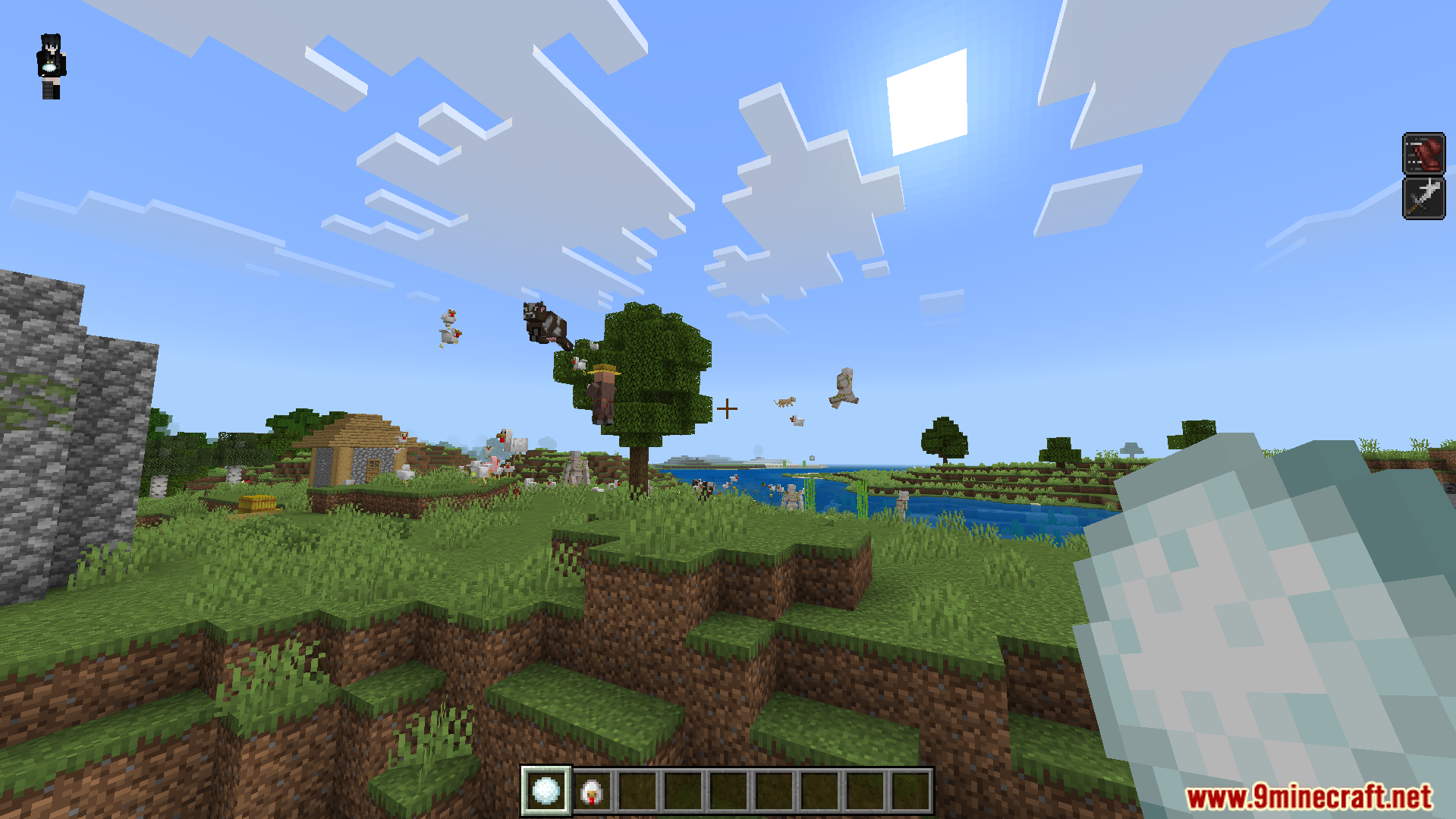 Gojo Satoru Awakening Addon Screenshot 3 Gojo Satoru Awakening Addon showing mobs floating in the air with a snowball