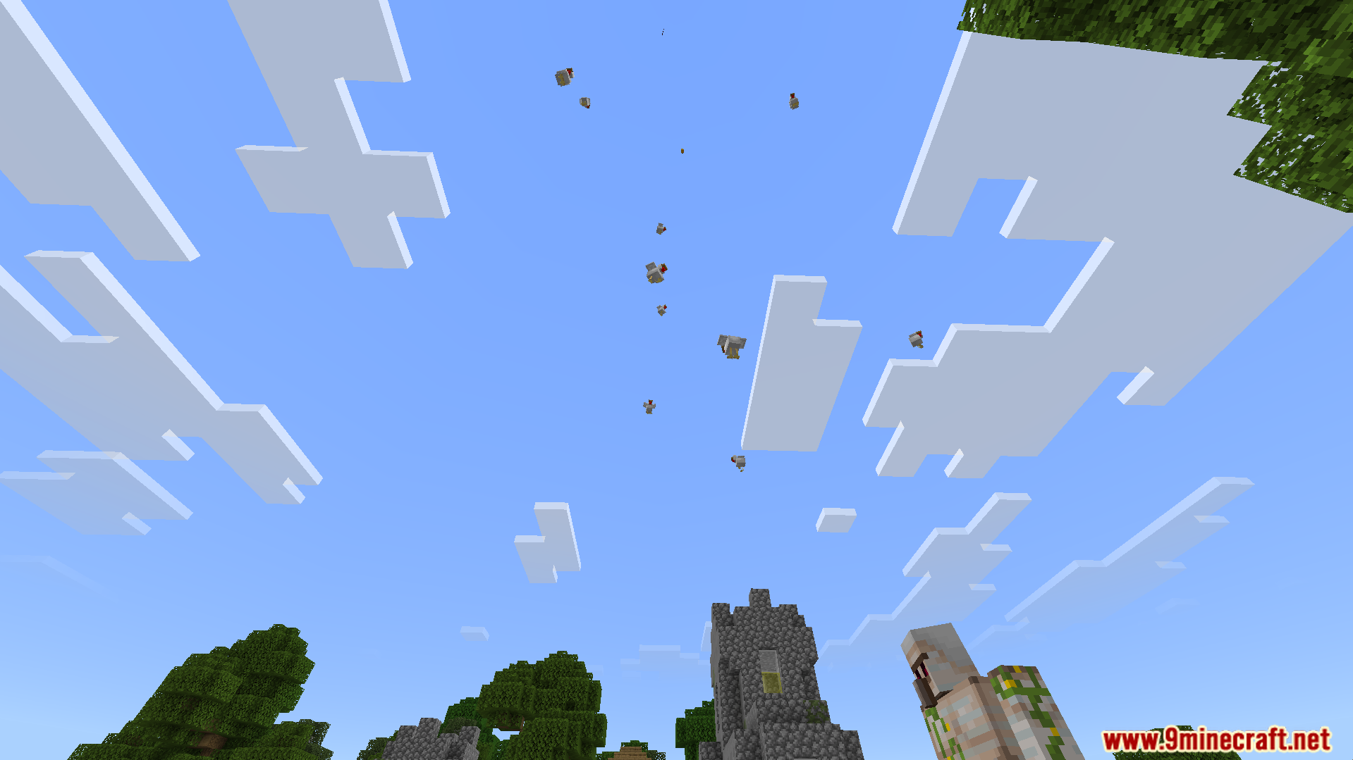 Gojo Satoru Awakening Addon Screenshot 9 Mobs being pushed high into the air using powerful psychic abilities