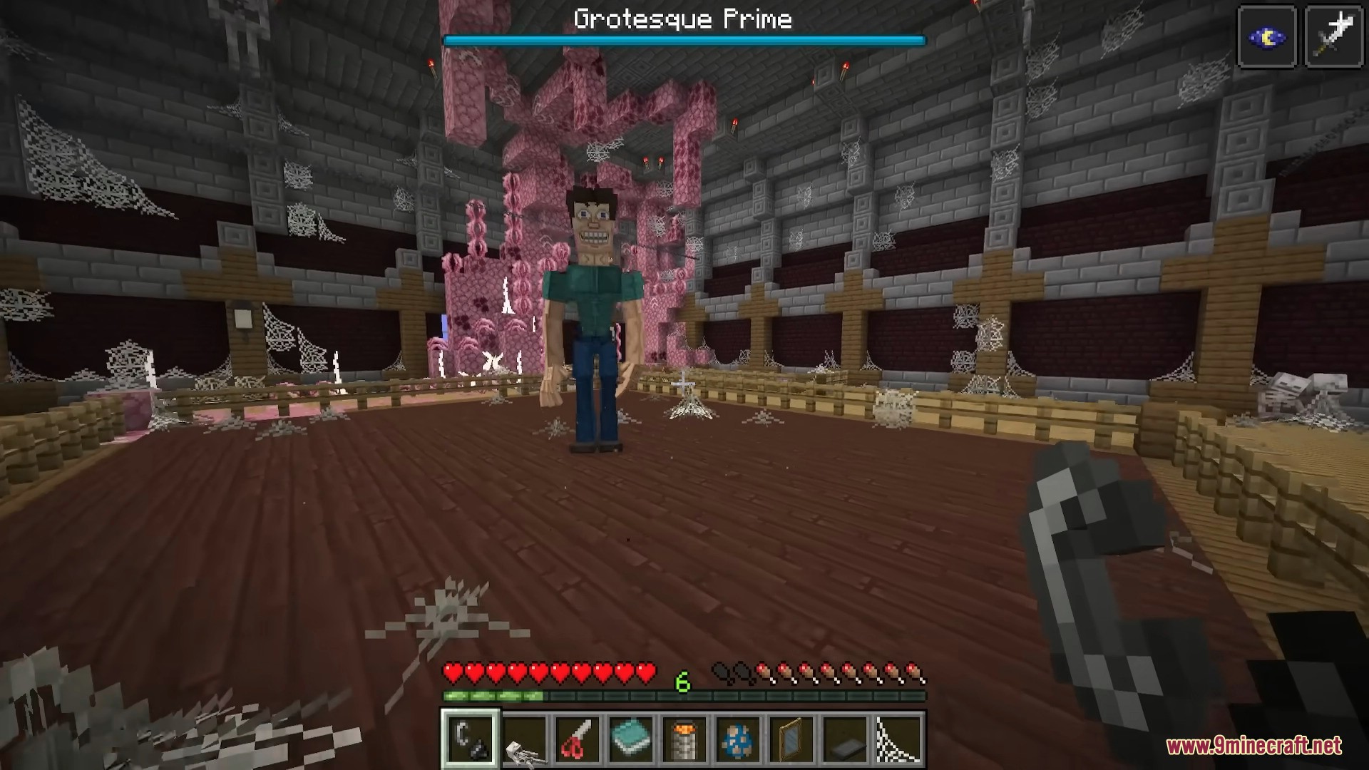 Custom flesh and bone blocks used to build terrifying structures.