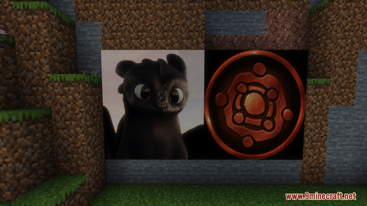 HTTYD Franchise Paintings Resource Pack Screenshot 11 Toothless and a dragon symbol from the HTTYD Franchise Paintings Resource Pack