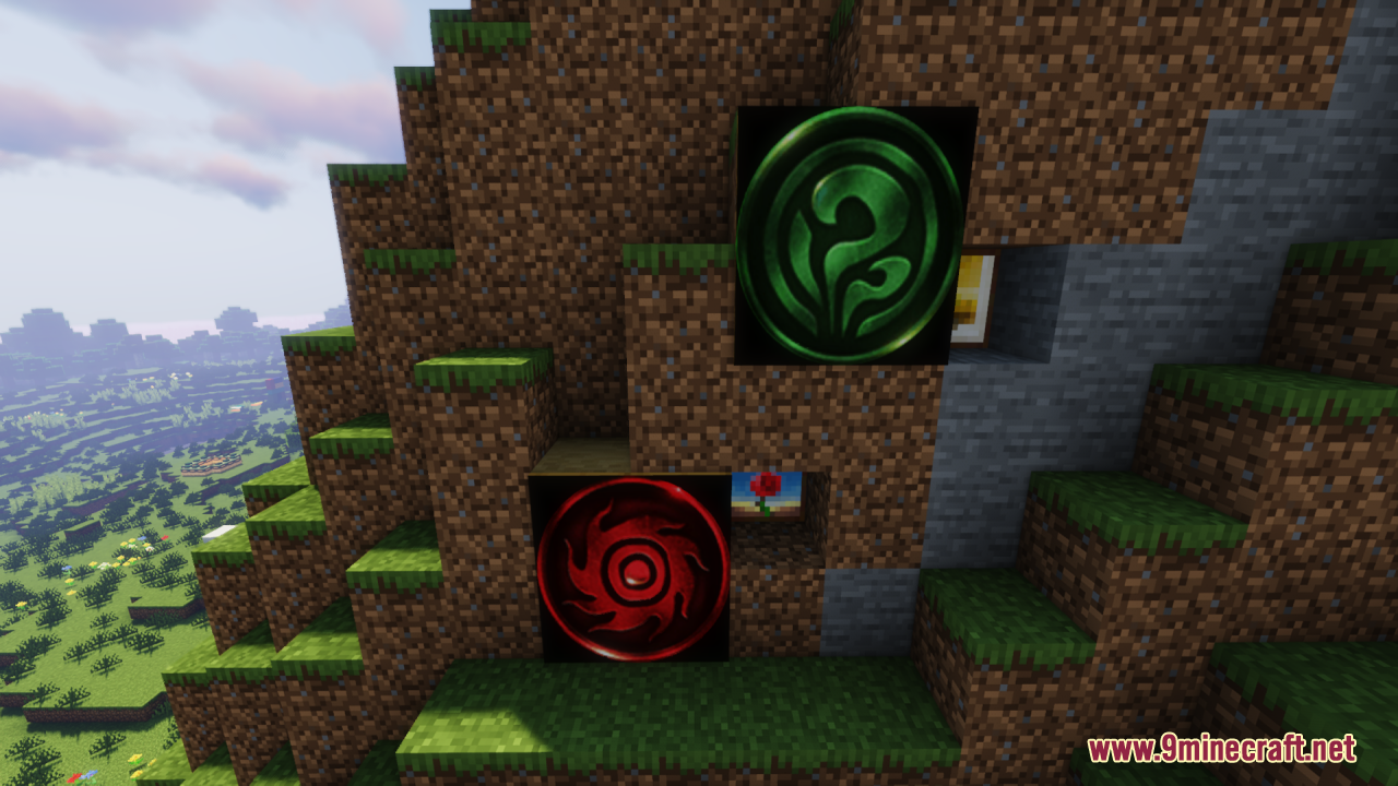 HTTYD Franchise Paintings Resource Pack Screenshot 7 Two square paintings featuring green and red dragon class symbols on a hill
