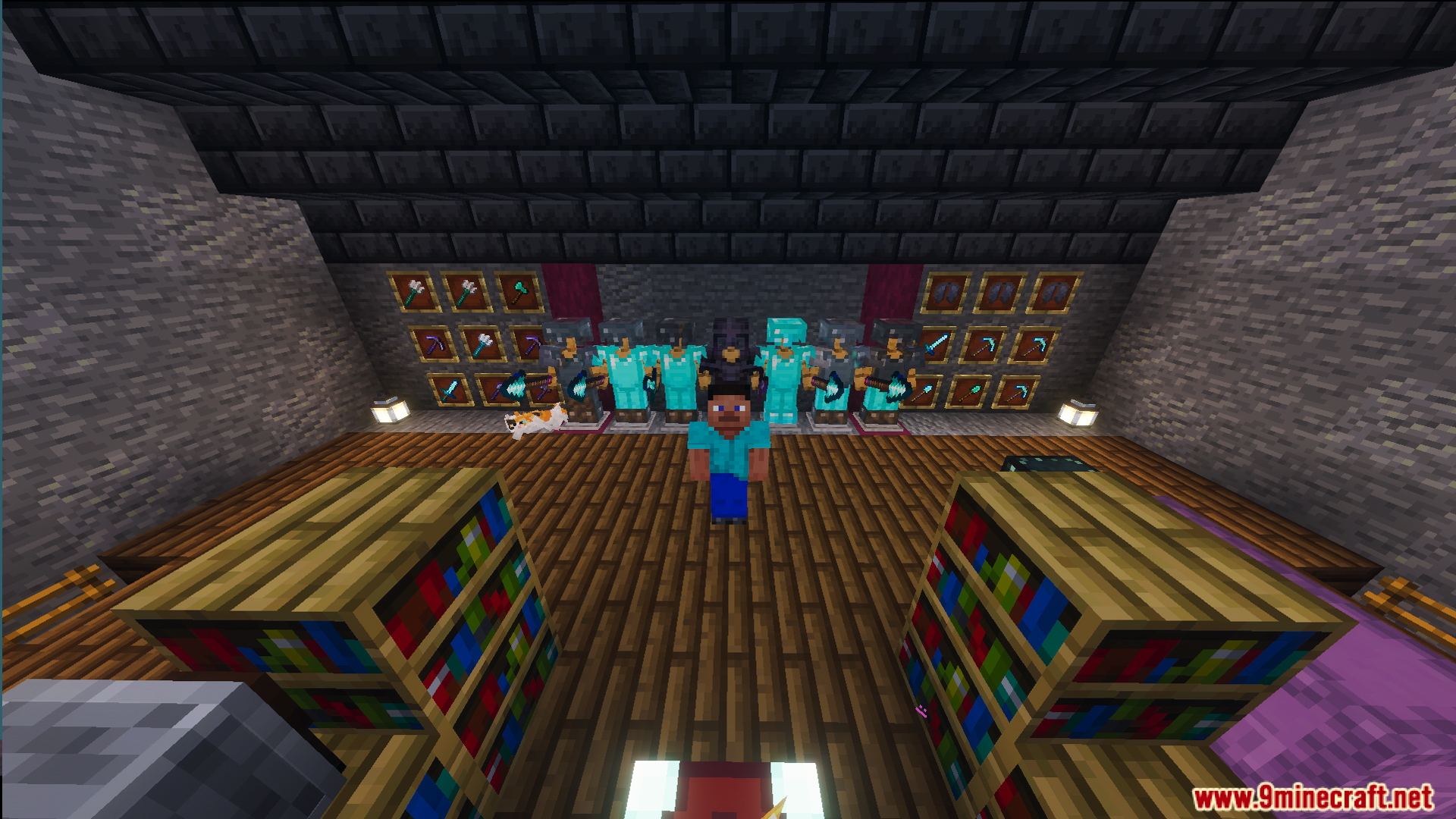 Player exploring a furnished base in the Hardcore 100 Days Map