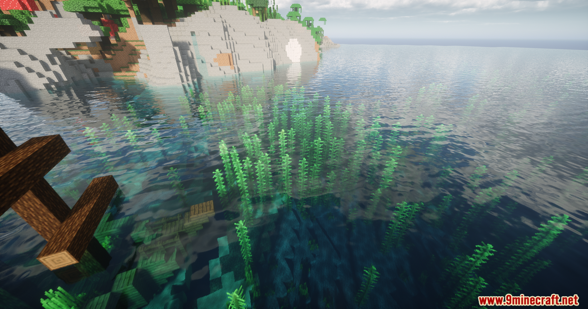 Helian MMCO Sundial Lite Edit Shaders Screenshot 3 Helian MMCO Sundial Lite Edit Shaders showcasing clear water and underwater kelp plants