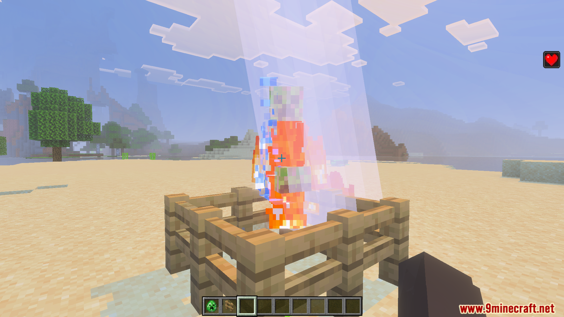 Herobrine From The Fog Addon features a creeper struck by lightning inside fences