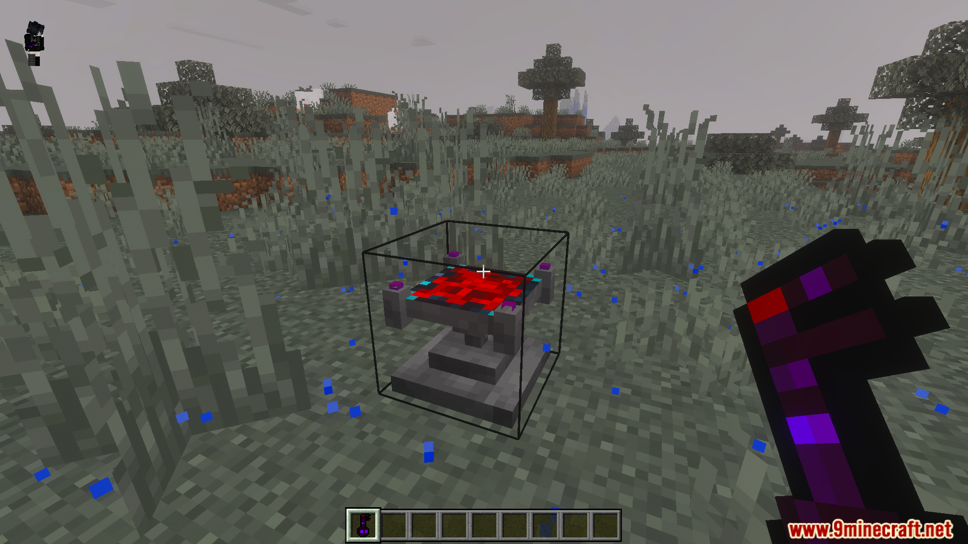 Horror Environment Addon Screenshot 7 Player holding a custom item near a mysterious block in thick fog