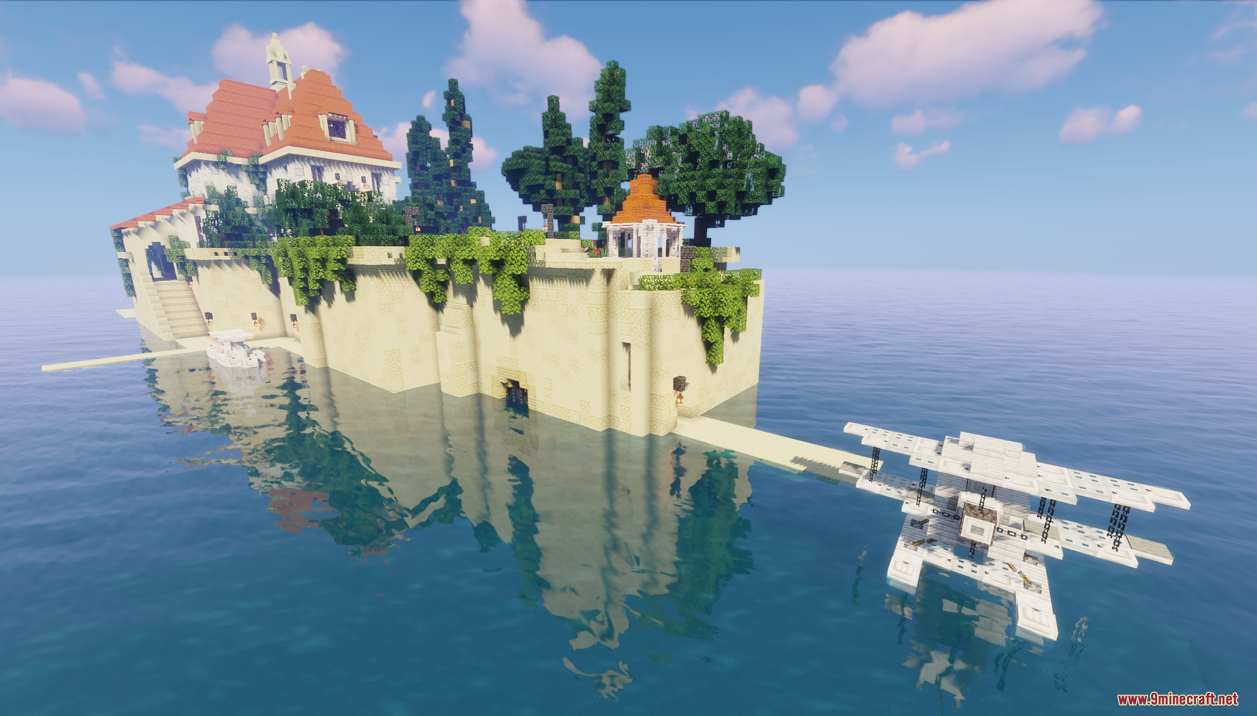 Hotel Adriano Map Screenshot 3 The Hotel Adriano map featuring a white seaplane docked at an island