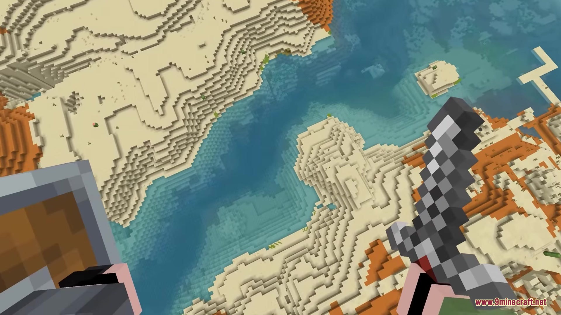 Hyper Punchy Resource Pack Screenshot 3 Hyper Punchy Resource Pack updates sword animations and textures in a desert biome