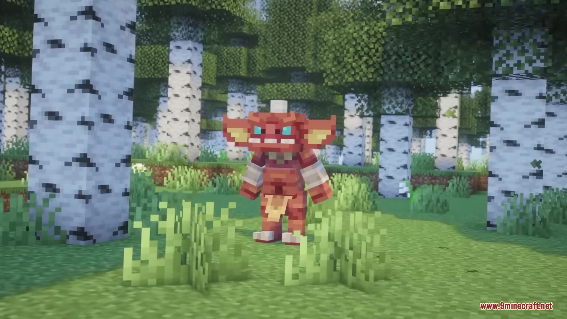 Hyrule Terrors Mod Screenshot 1 A red Bokoblin mob standing in a birch forest biome