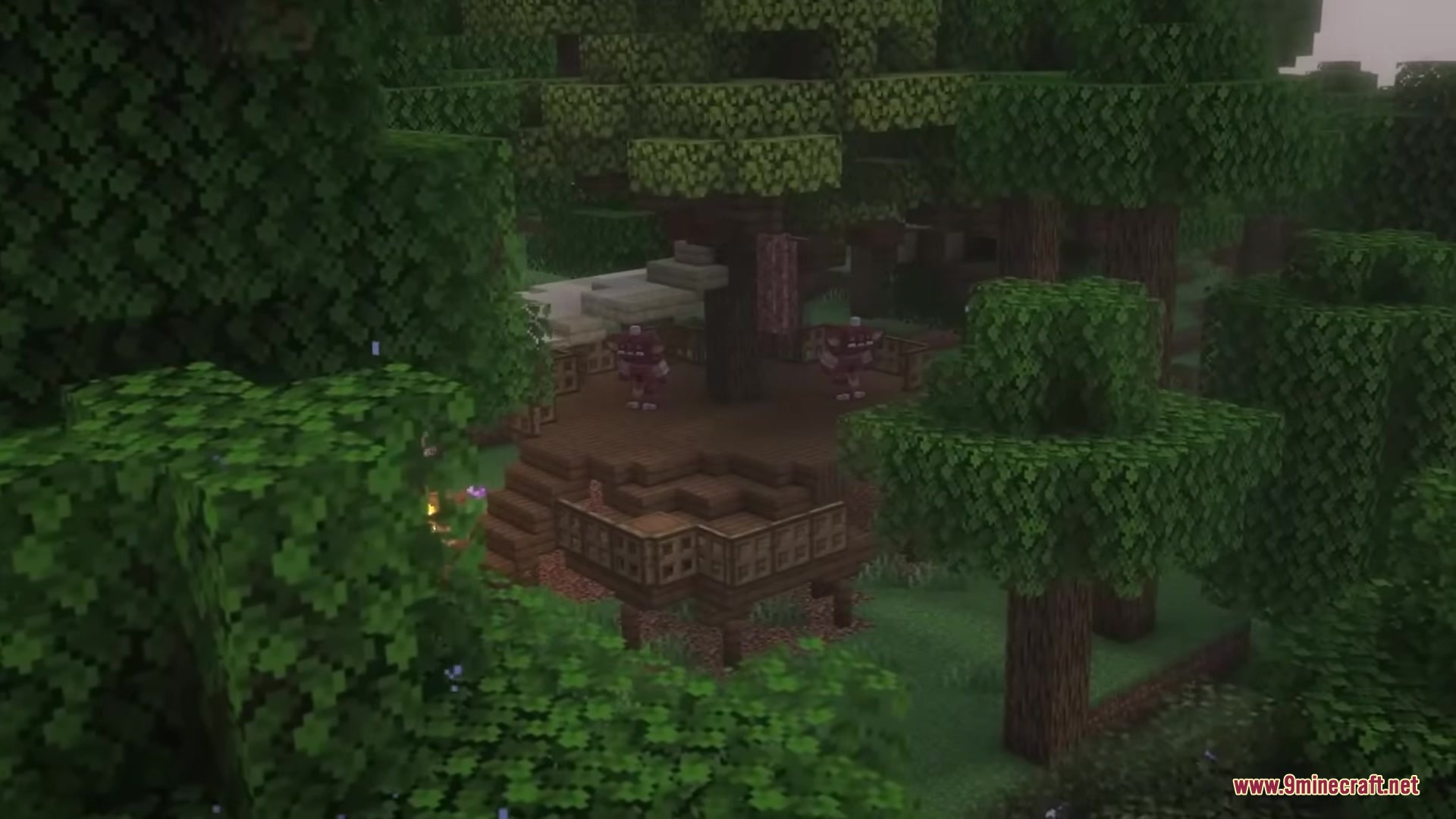 Hyrule Terrors Mod Screenshot 17 Bokoblins guarding a wooden fort structure hidden deep within a dense forest