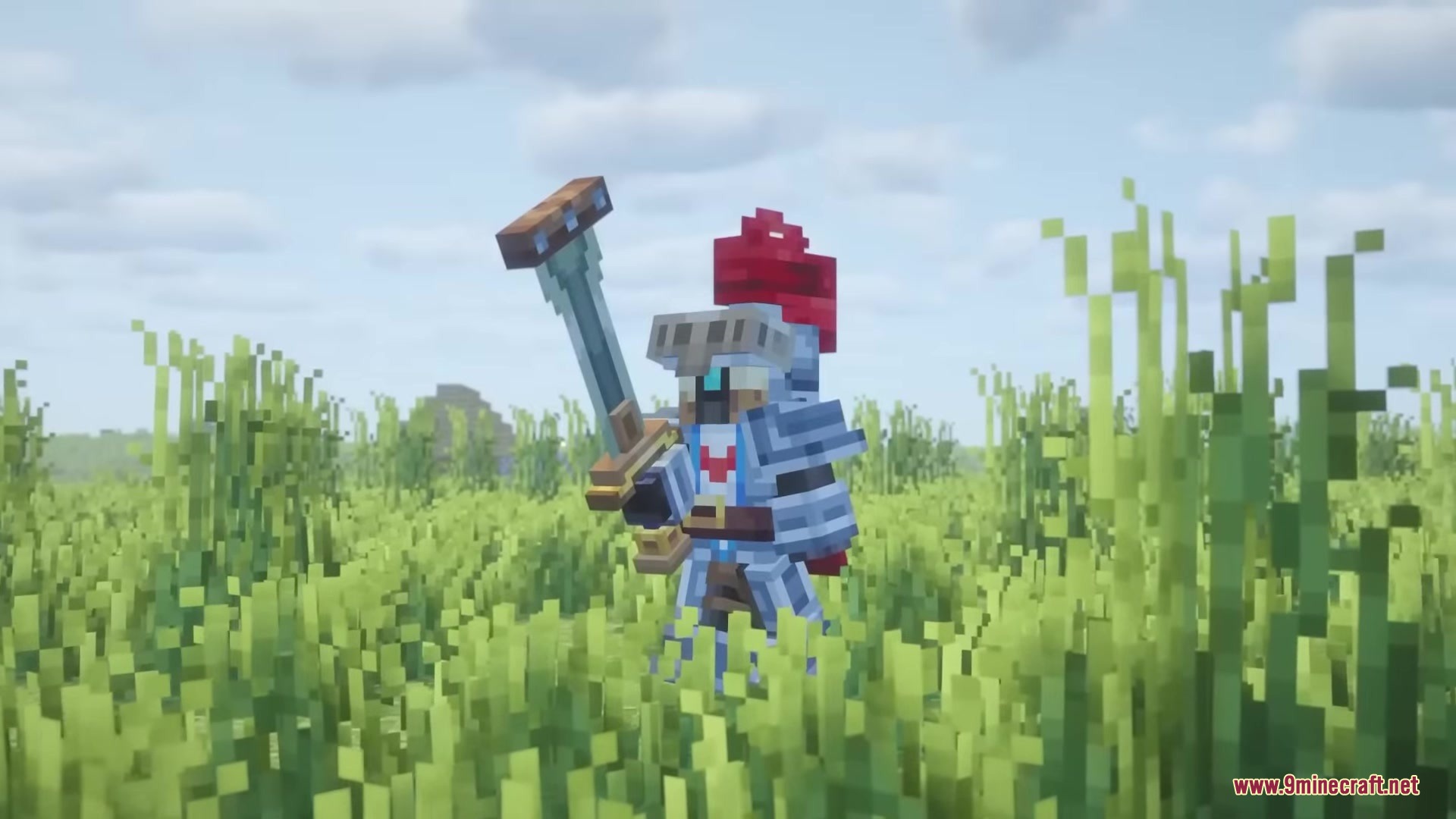 Hyrule Terrors Mod Screenshot 7 A player wearing Knight Armor from Hyrule Terrors stands in a grassy field
