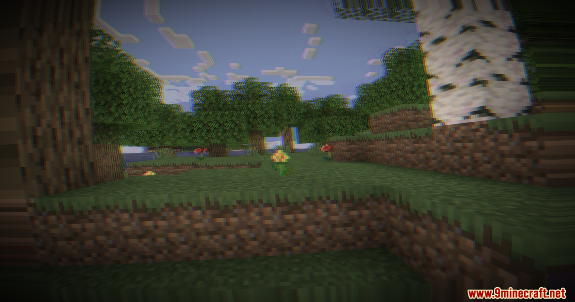 I Am Not Okay Shaders creates a dizzying chromatic aberration effect in Minecraft