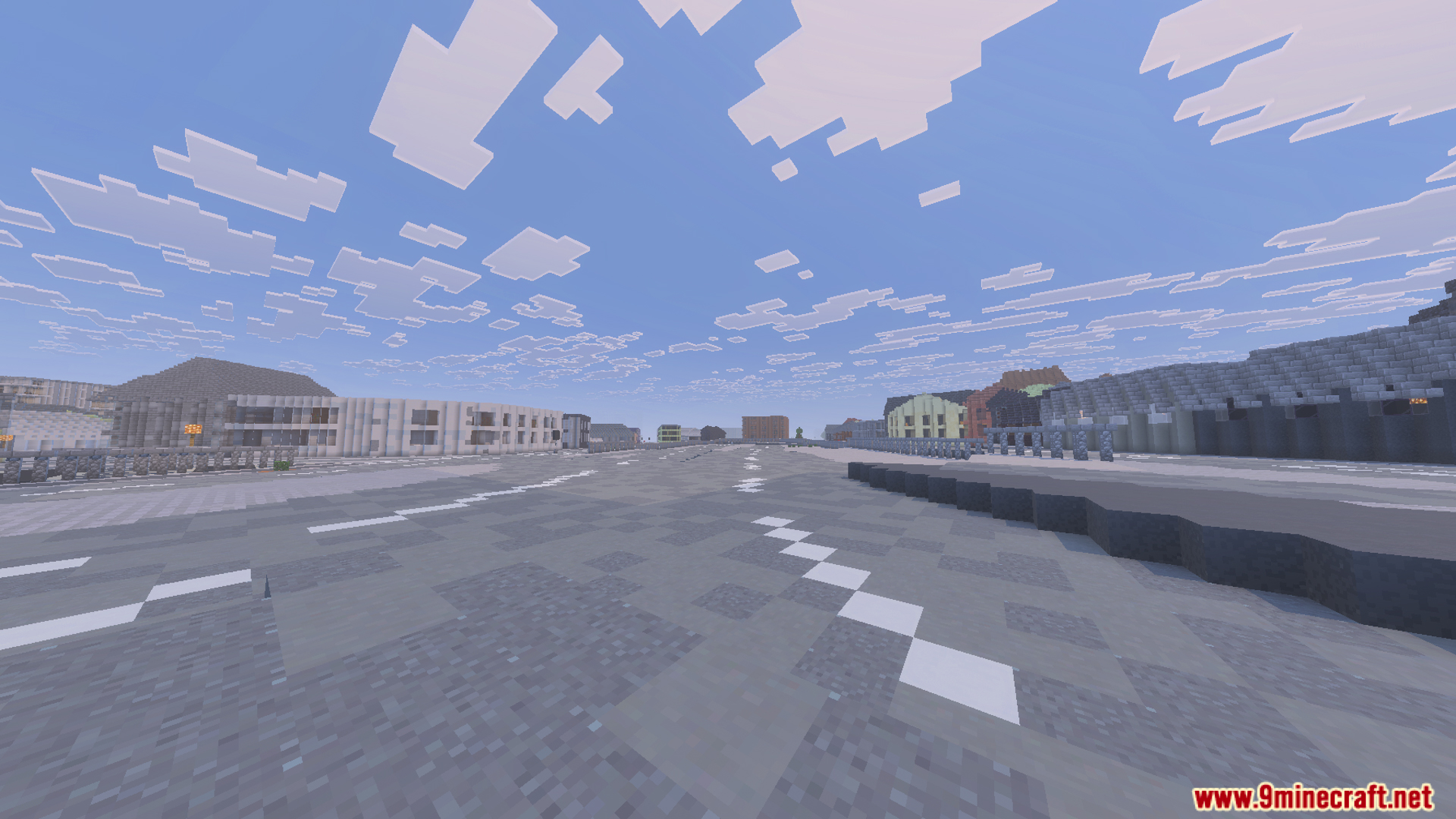 Wide gray streets and urban buildings in the Immersion New York Map