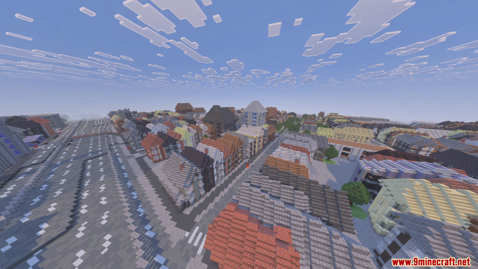 Detailed Brooklyn town area with many houses and a large highway nearby
