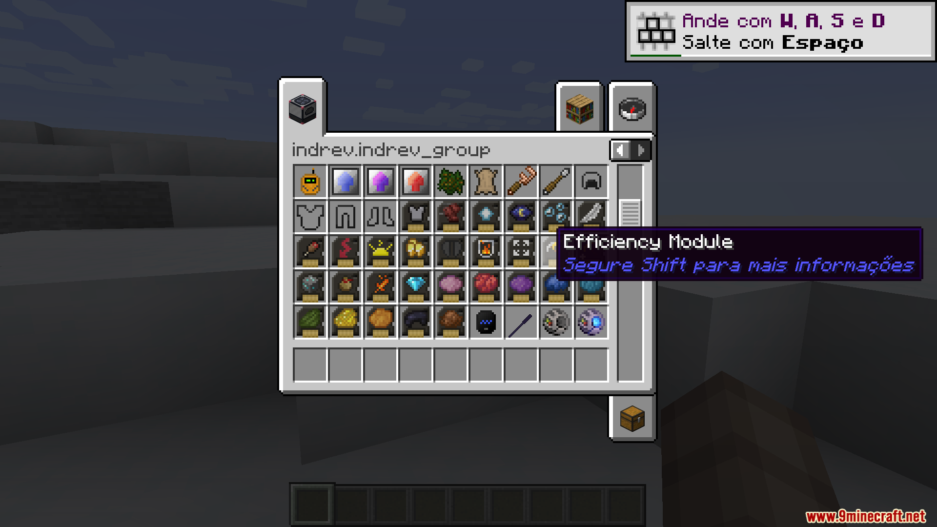 Industrial Revolution mod items displayed with Brazilian Portuguese tooltips in Minecraft