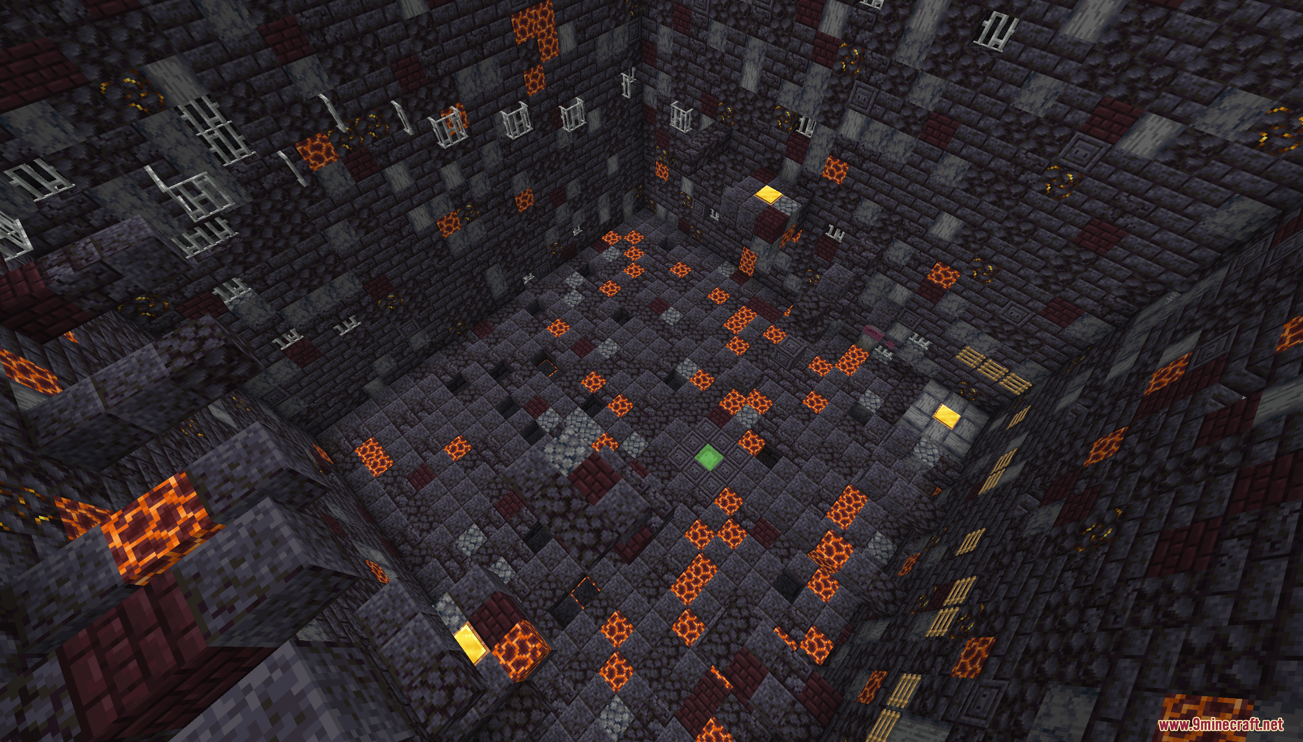 Infinite Tower Parkour Map Screenshot 5 Dark parkour room with blackstone walls and magma blocks on the floor