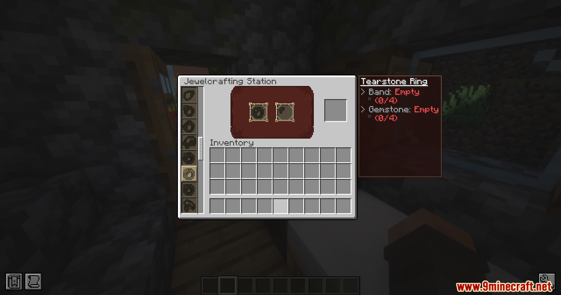 Iron's Gems 'n Jewelry Mod Screenshot 11 A player uses the Jewelcrafting Station to create a custom Tearstone Ring