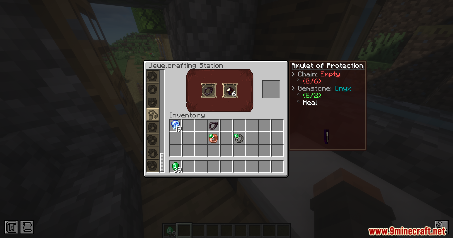 Iron's Gems 'n Jewelry Mod Screenshot 14 Crafting an amulet of protection using the jewelcrafting station interface