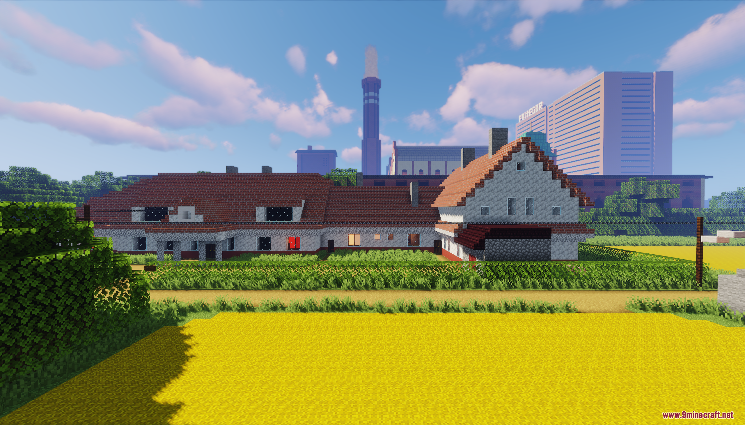 Large rural house with red roofs in Jaworowiec City 1988 Map