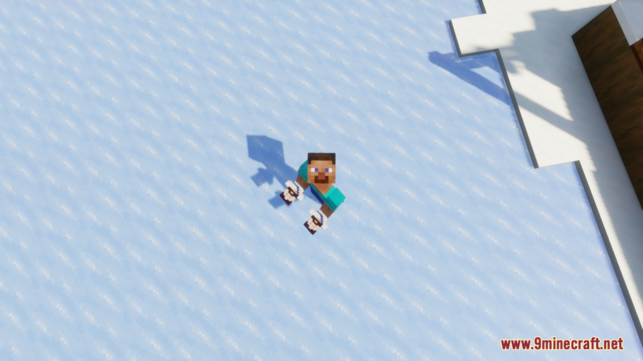 Steve stands on a frozen lake holding spiritual totems in both hands
